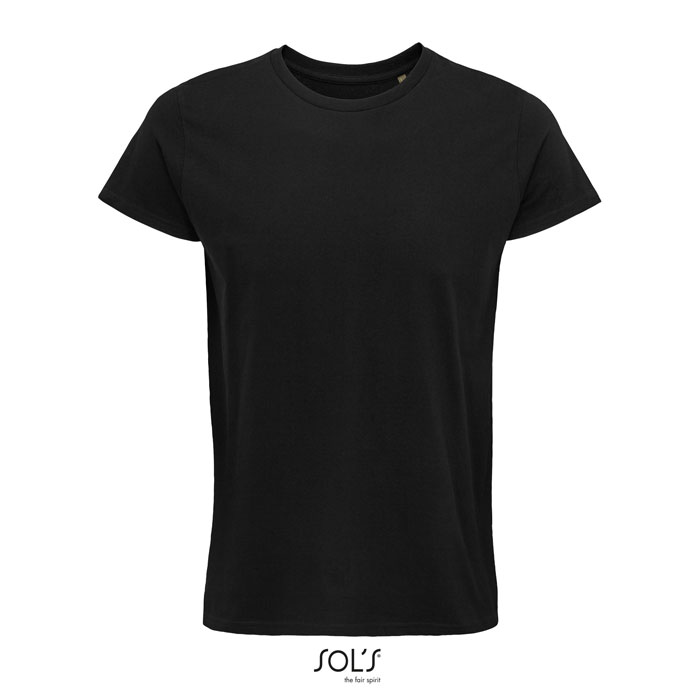 Crusader men T-shirt with logo T-shirt with your logo in organic cotton with natural finish. Softer and more comfortable feel, ribbed collar in cotton, taped neck seam, tubular knit. No-Label. Fabric details: 150g/m², single jersey 100% organically grown cotton. OEKO-TEX. Only sold with print We use different printing techniques to add your logo. Depending on the surface we can use embroidery, engraving, 360° imprint or screenprint.