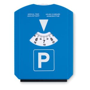 Gadget with logo PARK & SCRAP. Parking card with ice scraper gadget with logo in PS. Depending on the surface we can use embroidery, engraving, 360° imprint or screenprint.