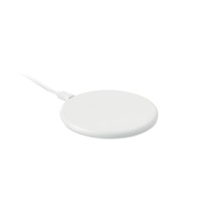 Wireless charger with logo TWING Wireless charger with logo made from recycled ABS. Connect to your computer, place smartphone on device to commence charging. Output: DC 9V/1.1A (10W) for quick charging. Compatible latest androids, iPhone® 8, X and newer. Available color: White Dimensions: Ø9,8X0,7 CM Height: 0.7 cm Diameter: 9.8 cm Volume: 0.283 cdm3 Gross Weight: 0.082 kg Net Weight: 0.074 kg Depending on the surface we can use embroidery, engraving, 360° imprint or screen print.