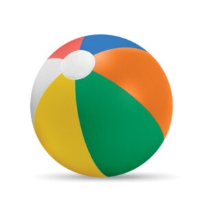 Beach gadget with logo beach ball PLAYTIME Beach gadget with logo inflatable beach ball with colored stripes. Inflated: Ø23,5cm Depending on the surface we can use embroidery, engraving, 360° imprint or screen print.