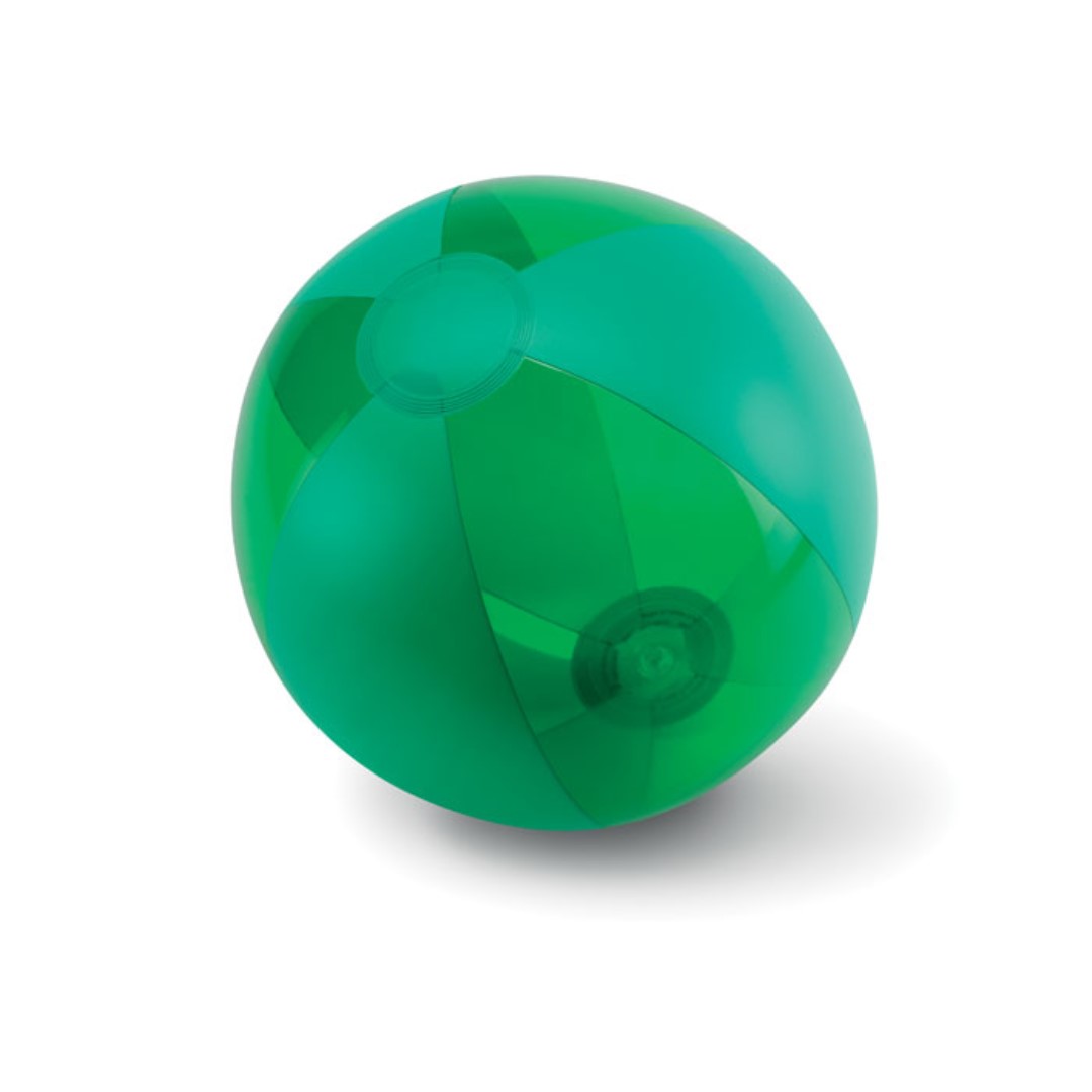 Beach gadget with logo Inflatable beach ball AQUATIME Beach gadget with logo inflatable beach ball with transparent and solid panels. Inflated: Ø24cm Depending on the surface we can use embroidery, engraving, 360° imprint or screen print.