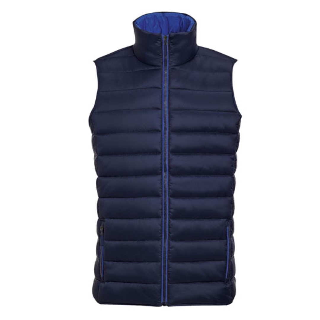 Bodywarmer with logo Wave Men Bodywarmer with logo in lightweight material. This is the sleeveless version of the popular Ride jacket but offers greater freedom of movement. Can also be used as an extra layer under a jacket. Wind and water repellent material, 2 pockets with stylish zippers. Colour matched lining, high collar, stylish fit, Tone-on-tone reinforcement at the hem. Depending on the surface we can use embroidery, engraving, 360° imprint or screen print