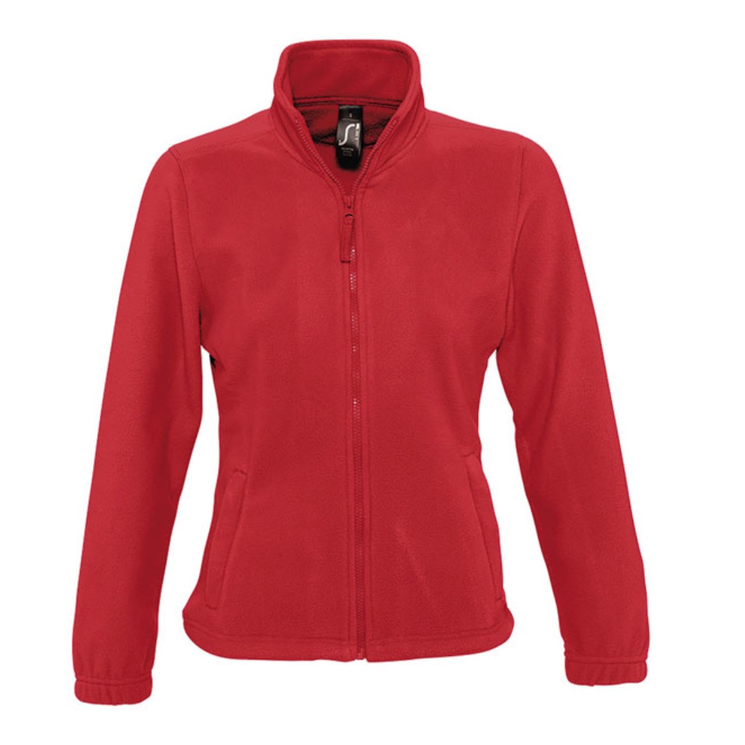 Fleece jacket with logo North Woman Fleece jacket with logo in anti-pilling material and reinforced neck seam. High-lined collar, 2 zipped pockets, elasticated cuffs, crescent at the back, elastic drawstring at the hem. Fabric detail: 300g/m² fleece 100% polyester. OEKO-TEX. Depending on the surface we can use embroidery, engraving, 360° imprint or screen print.