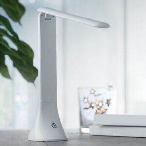 Gadget with logo Desk lamp ELLE Gadget with logo COB foldable table light. With touch on off button and with 3 different light settings. Can be operated with USB cable and 3 AA batteries which are not included. Depending on the surface we can use embroidery, engraving, 360° imprint or screen print.