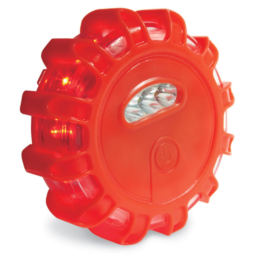 Gadget with logo Emergency car alarm light 5LIGHTS Gadget with logo 5 LED car alarm light. With various light settings. steady, light only on top, revolving,blinking and flashing, on/off switch. Rubberized transparent housing, magnet and fold-able hooks on the bottom. Excluding 3x AAA batteries. Depending on the surface we can use embroidery, engraving, 360° imprint or screen print.