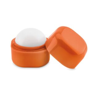Gadget with logo Lip balm LIPS Gadget with logo natural ball shaped lip balm presented square ABS box. Derminologically tested. SPF10. Depending on the surface we can use embroidery, engraving, 360° imprint or screen print.