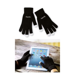 Gadget with logo Tactile gloves for smartphones TACTO Gadget with logo Tactile gloves for smartphones in acrylic. The 3 tactile extremities of the fingers are composed of 0.5% in stainless steel fiber, 89.5% in acrylic, 10% in spandex. Depending on the surface we can use embroidery, engraving, 360° imprint or screen print.