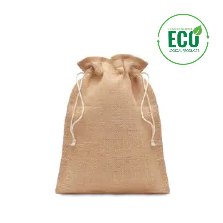 JUTE LARGE Jute draw cord bag Large jute gift bag 30 x 47cm with logo  |Magnus Business Gifts