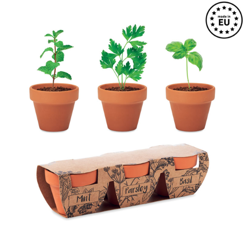 Gadget with logo 3 herb pot set FLOWERPOT