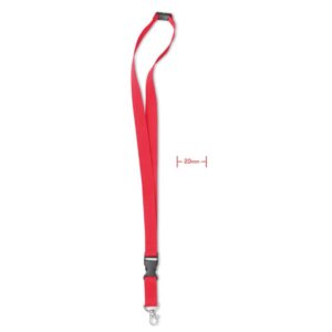 Lanyard with logo LANY LANY Lanyard with logo and metal hook 20 mm wide. Detachable buckle and safety breakaway. We use different printing techniques to add your logo. Depending on the surface we can use embroidery, engraving, 360° imprint or screenprint.