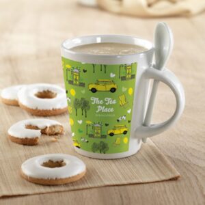Mug with logo SUBLIMKONIK Mug with logo made out of stoneware with special coating for sublimation printing. It has a spoon handle. Volume capacity 300 ml. Depending on the surface we can use embroidery, engraving, 360° imprint or screen print.