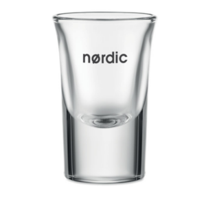 Gadget with logo shot glass SONGO Re-usable shot/shooter glass. Capacity: 28 ml. Available color: Transparent Dimensions: Ø4,5X7,1 CM Height: 7.1 cm Diameter: 4.5 cm Volume: 0.18 cdm3 Gross Weight: 0.125 kg Net Weight: 0.118 kg Magnus Business Gifts is your partner for merchandising, gadgets or unique business gifts since 1967. Certified with Ecovadis gold!