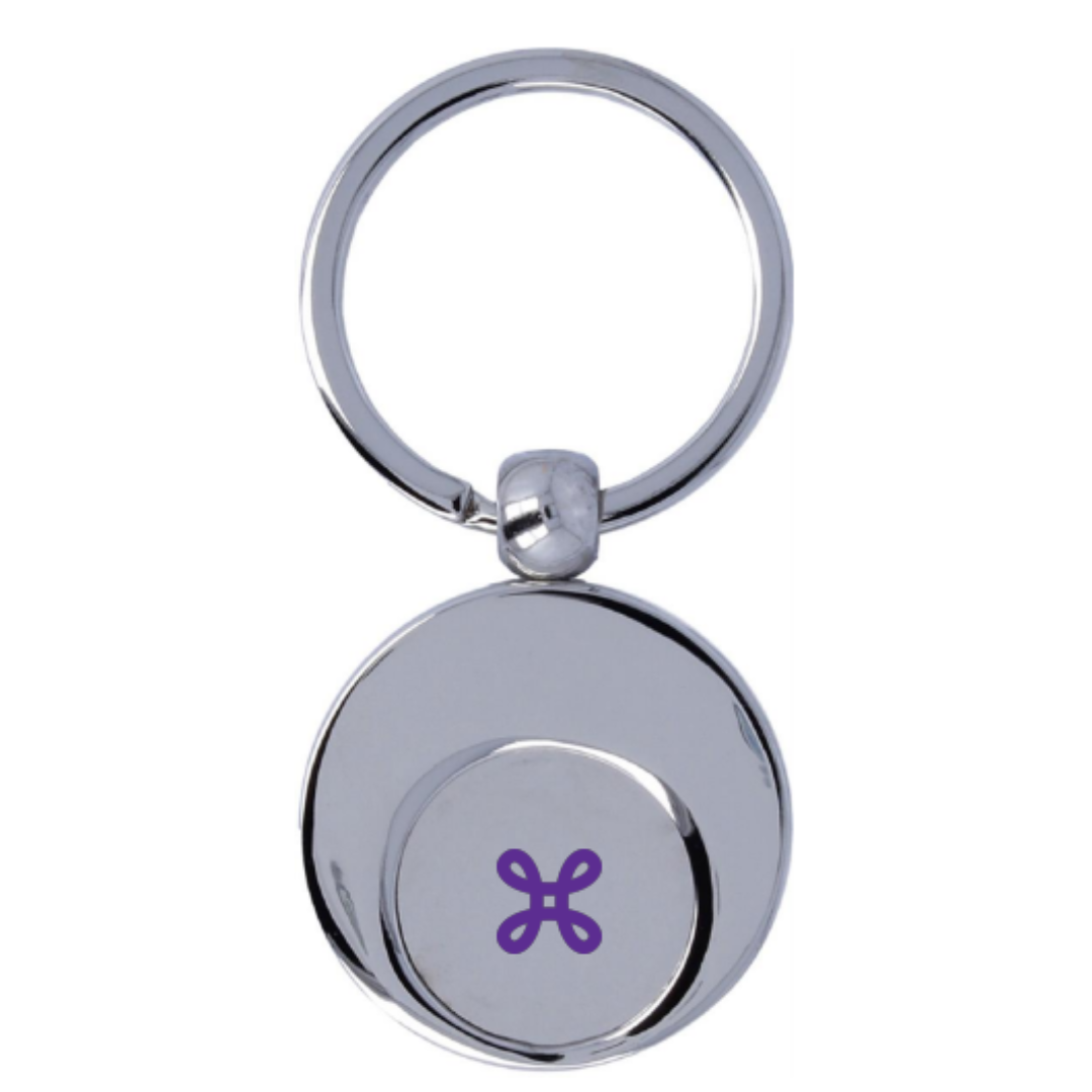 Gadget with logo Key ring EURING Round shaped metal key ring with trolley token. Available color: Shiny Silver Dimensions: 7X3,5X0,5 CMWidth: 3.5 cmLength: 7 cmHeight: 0.5 cmVolume: 0.011 cdm3Gross Weight: 0.04 kgNet Weight: 0.032 kg Magnus Business Gifts is your partner for merchandising, gadgets or unique business gifts since 1967. Certified with Ecovadis gold!