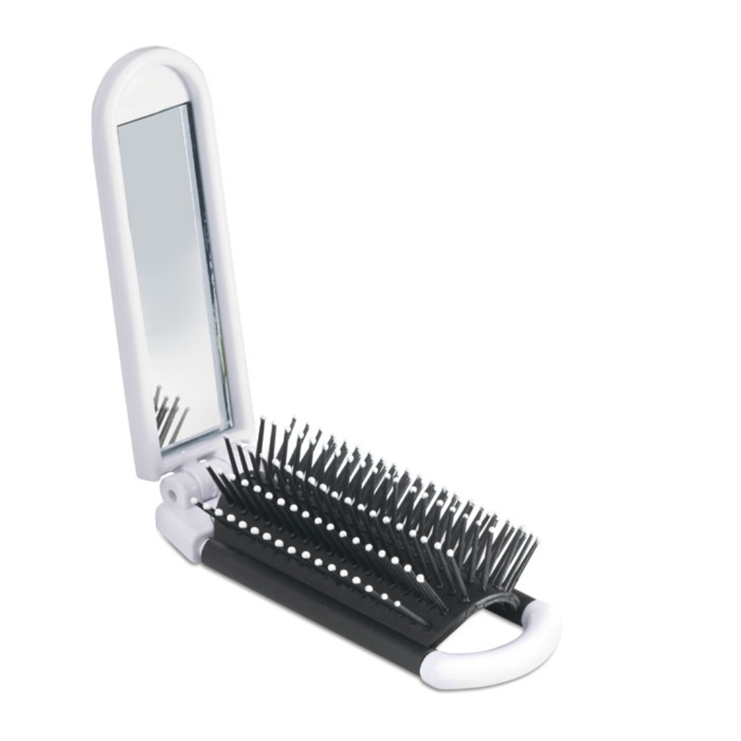 Gadget with logo Mirror ALWAYS Foldable hairbrush with mirror with logo in plastic housing. Available color: White Dimensions: 10,5X4X2,5 CM Width: 4 cm Length: 10.5 cm Height: 2.5 cm Volume: 0.152 cdm3 Gross Weight: 0.044 kg Net Weight: 0.04 kg Magnus Business Gifts is your partner for merchandising, gadgets or unique business gifts since 1967. Certified with Ecovadis gold!