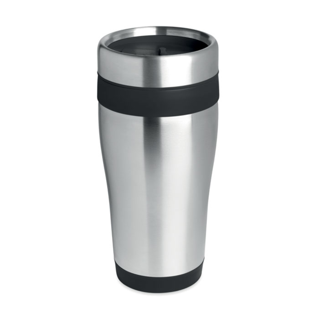 Cup with logo TRAM Double wall stainless steel travel cup with inner PP and lid with logo. Capacity:455 ml. Available color: Black Dimensions: Ø8X16.5CM Height: 16.5 cm Diameter: 8 cm Volume: 1.542 cdm3 Gross Weight: 0.22 kg Net Weight: 0.191 kg Magnus Business Gifts is your partner for merchandising, gadgets or unique business gifts since 1967. Certified with Ecovadis gold!