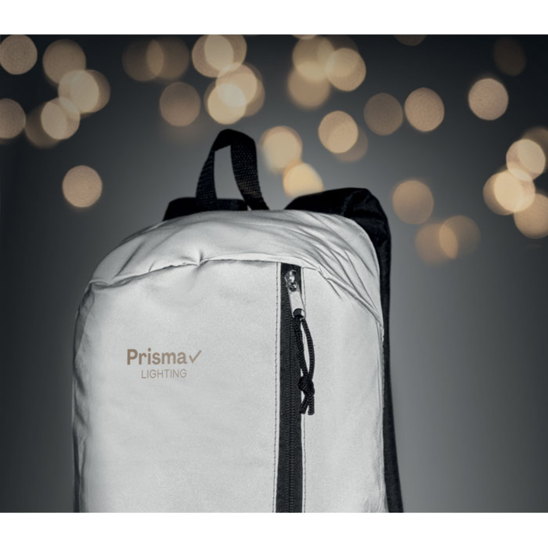 Gadget with logo Backpack VISIBACK Backpack with logo with the front in high reflective polyester with zippered outside pocket and for comfort a padded back section in 600D polyester. Available color: Matt Silver Dimensions: 22X10X39 CM Width: 10 cm Length: 22 cm Height: 39 cm Volume: 1.796 cdm3 Gross Weight: 0.172 kg Net Weight: 0.143 kg Magnus Business Gifts is your partner for merchandising, gadgets or unique business gifts since 1967. Certified with Ecovadis gold!