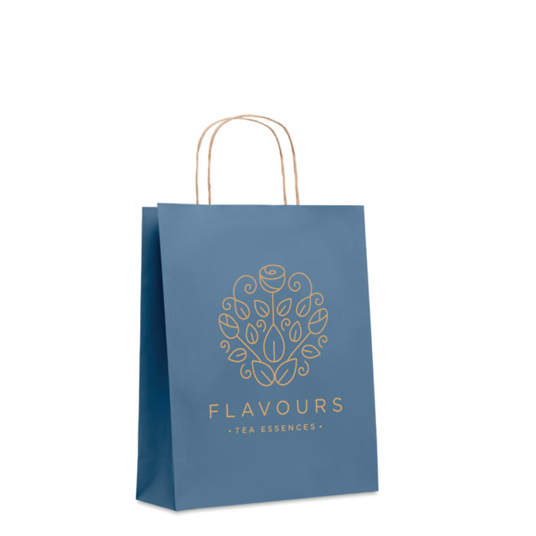 Gadget with logo Bag PAPER TONE M Medium Gift paper (50% recycled) bag with logo. 90 gr/m². Made in EU. Convenient to use carrying items while shopping. Available color: Blue, Red, Beige, Green, White, Black Dimensions: 25X11X32 CM Width: 11 cm Length: 25 cm Height: 32 cm Volume: 0.257 cdm3 Gross Weight: 0.039 kg Net Weight: 0.037 kg Magnus Business Gifts is your partner for merchandising, gadgets or unique business gifts since 1967. Certified with Ecovadis gold!
