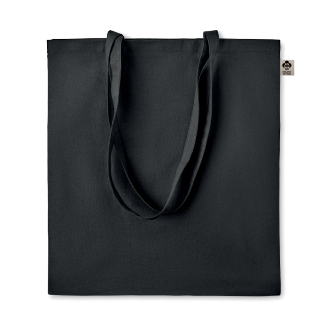 Gadget with logo Bag ZIMDE COLOUR Certified organic cotton shopping bag with logo with long handles. Made from 100% natural organic cotton 140 gr/m². A classic tote bag design made to carry your daily groceries or other items. Carry the bag in your hands or over your shoulder with the long handles. Available color: Orange, Red, Green, Baby Blue, Royal Blue, Blue, White, Dark Grey Magnus Business Gifts is your partner for merchandising, gadgets or unique business gifts since 1967. Certified with Ecovadis gold!