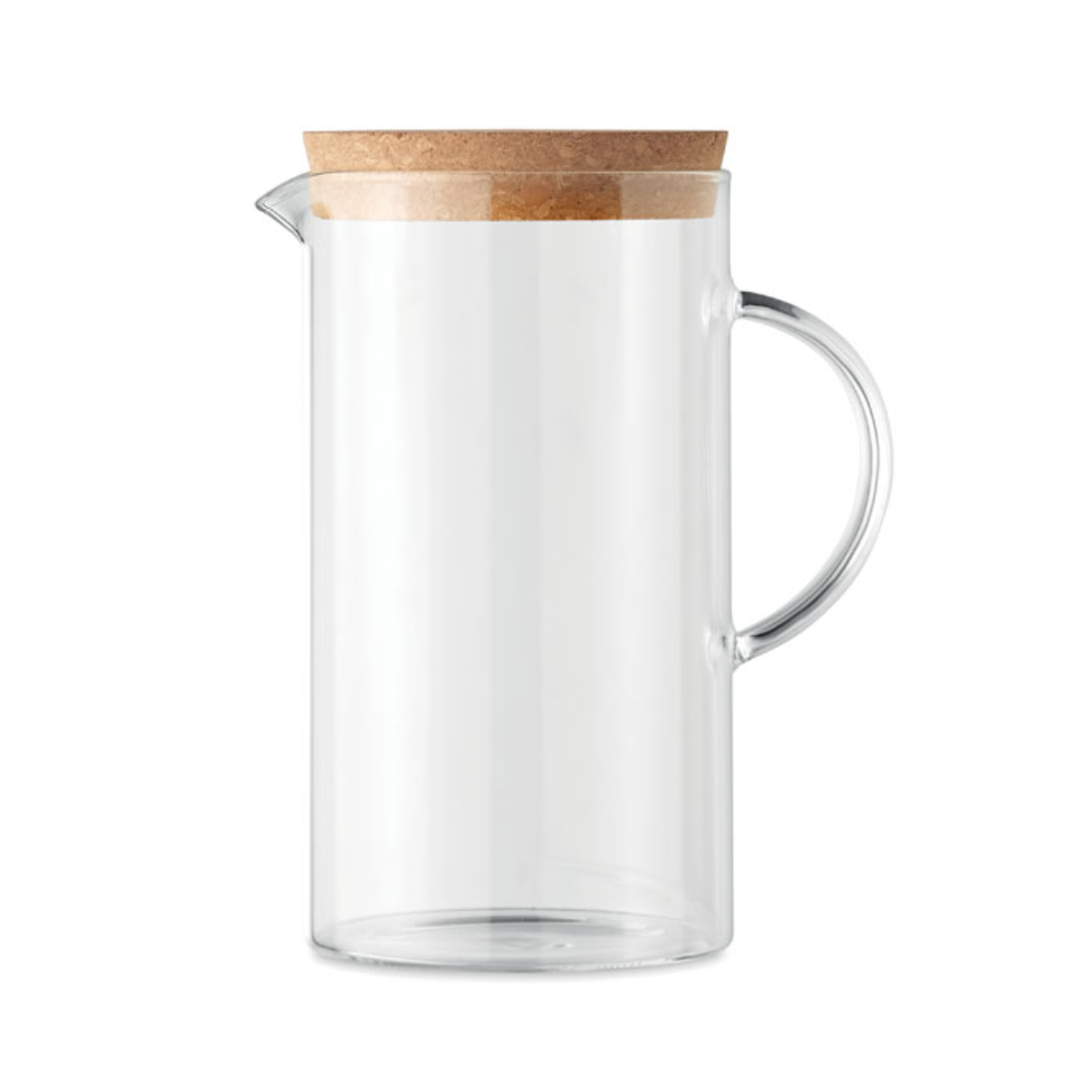 Water bottle with logo OSNA BOLD Borosilicate glass water/juice decanter with logo with cork lid. Capacity: 1L. Present fresh made juices, lemonade, water or other drinks in this glass jug. Because it is made from borosilicate glass, it can also hold hot liquids. Available color: Transparent Dimensions: 14X18.5CM Width: 18.5 cm Length: 14 cm Volume: 3.3 cdm3 Gross Weight: 0.493 kg Net Weight: 0.385 kg Magnus Business Gifts is your partner for merchandising, gadgets or unique business gifts since 1967. Certified with Ecovadis gold!