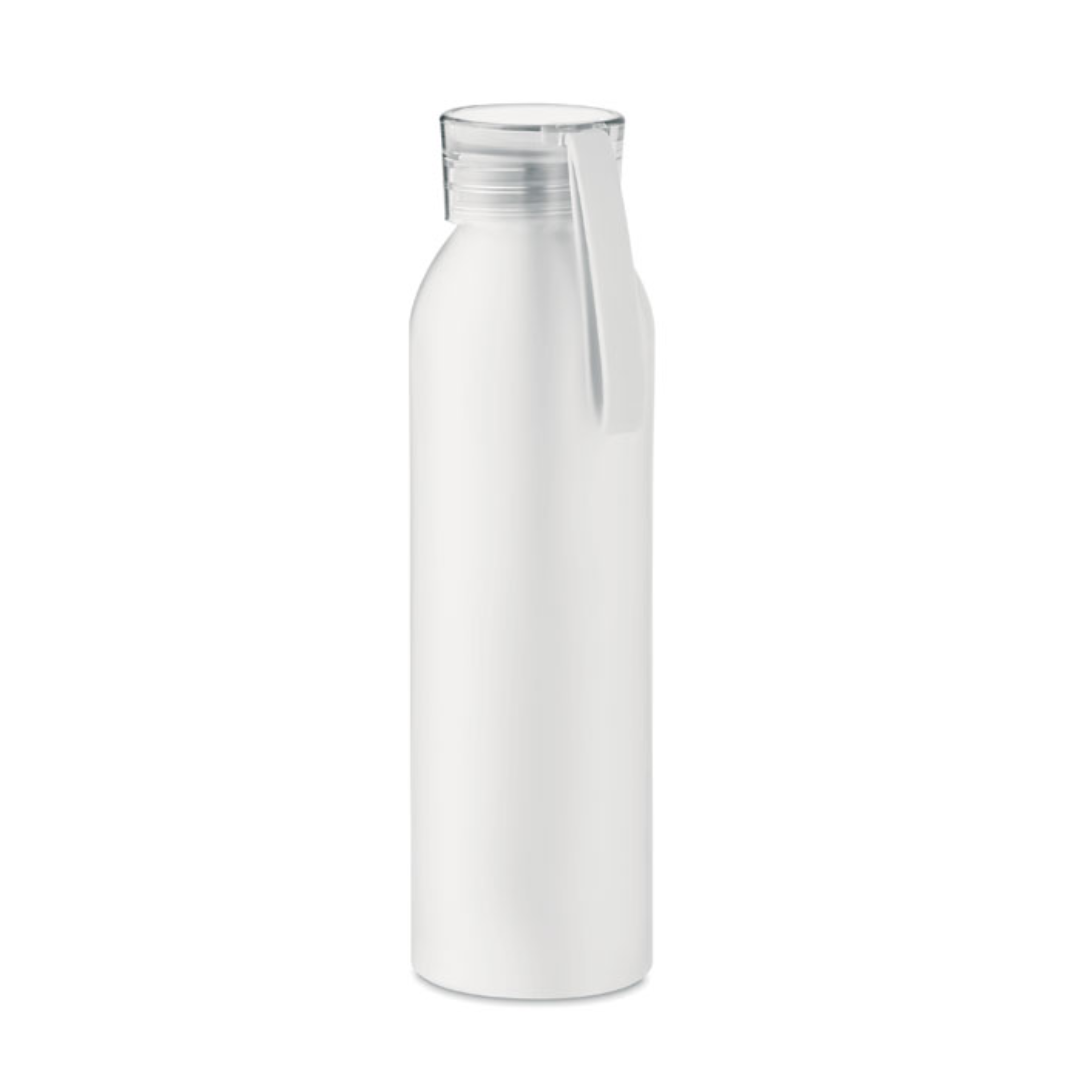Water bottle with logo NAPIER Single wall aluminium water bottle with logo with PS lid and silicone hanger. Capacity: 600 ml. Leak free. A simple and lightweight bottle is ideal for daily use and thus great to increase your brand exposure. It is important to stay hydrated during the day, so fill this flask with water and keep it with you to stay healthy. Available color: Red, Green, Royal Blue, White, Matt Silver, Black, White/Blue, White/Black, White/Red Dimensions: Ø6X23CM Height: 23 cm Diameter: 6 cm Volume: 1.2 cdm3 Gross Weight: 0.116 kg Net Weight: 0.1 kg Magnus Business Gifts is your partner for merchandising, gadgets or unique business gifts since 1967. Certified with Ecovadis gold!