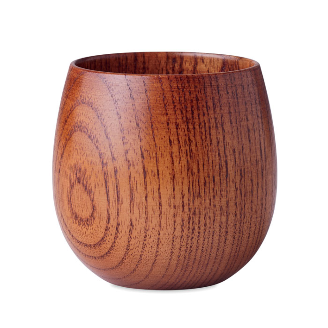 Mug with logo OVALIS Full oak wooden mug with logo. Capacity 250 ml. Drink your favourite coffee, tea or hot chocolate from this beautiful natural mug made from oak wood. This mug is definitely an eye catcher with its unique wooden look. Oak wood is a natural product, there may be slight variations in colour and size per item, which can affect the final decoration outcome. Produced from a sustainable source. Available color: Wood Dimensions: Ø7X7.5CM Height: 7.5 cm Diameter: 7 cm Volume: 0.825 cdm3 Gross Weight: 0.115 kg Net Weight: 0.103 kg Magnus Business Gifts is your partner for merchandising, gadgets or unique business gifts since 1967. Certified with Ecovadis gold!