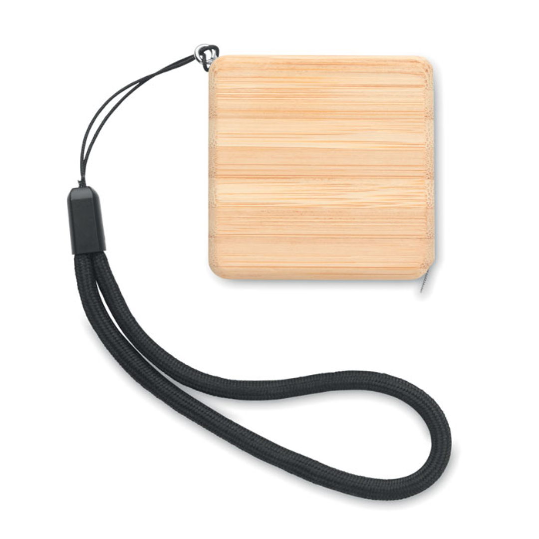 Gadget with logo Measuring tape SOKUTEI 1M bamboo square measuring tape including wrist strap. A useful tool for measuring items with a natural touch thanks to the bamboo casing. Bamboo is a natural product, there may be slight variations in colour and size per item, which can affect the final decoration outcome. Available color: Wood Dimensions: 16,5X4,5X2CM Width: 4.5 cm Length: 16.5 cm Height: 2 cm Volume: 0.085 cdm3 Gross Weight: 0.037 kg Net Weight: 0.035 kg Magnus Business Gifts is your partner for merchandising, gadgets or unique business gifts since 1967. Certified with Ecovadis gold!