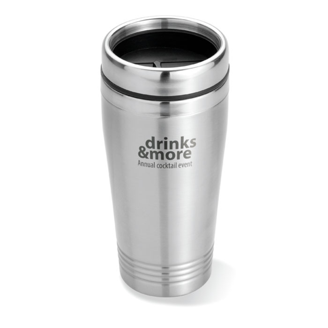 Tumbler with logo RODEODRIVE Double wall stainless steel Tumbler with black PP lid. Capacity: 400 ml. Available color: Matt Silver Dimensions: Ø8X18CM Height: 18 cm Diameter: 8 cm Volume: 1.894 cdm3 Gross Weight: 0.271 kg Net Weight: 0.204 kg Magnus Business Gifts is your partner for merchandising, gadgets or unique business gifts since 1967. Certified with Ecovadis gold!