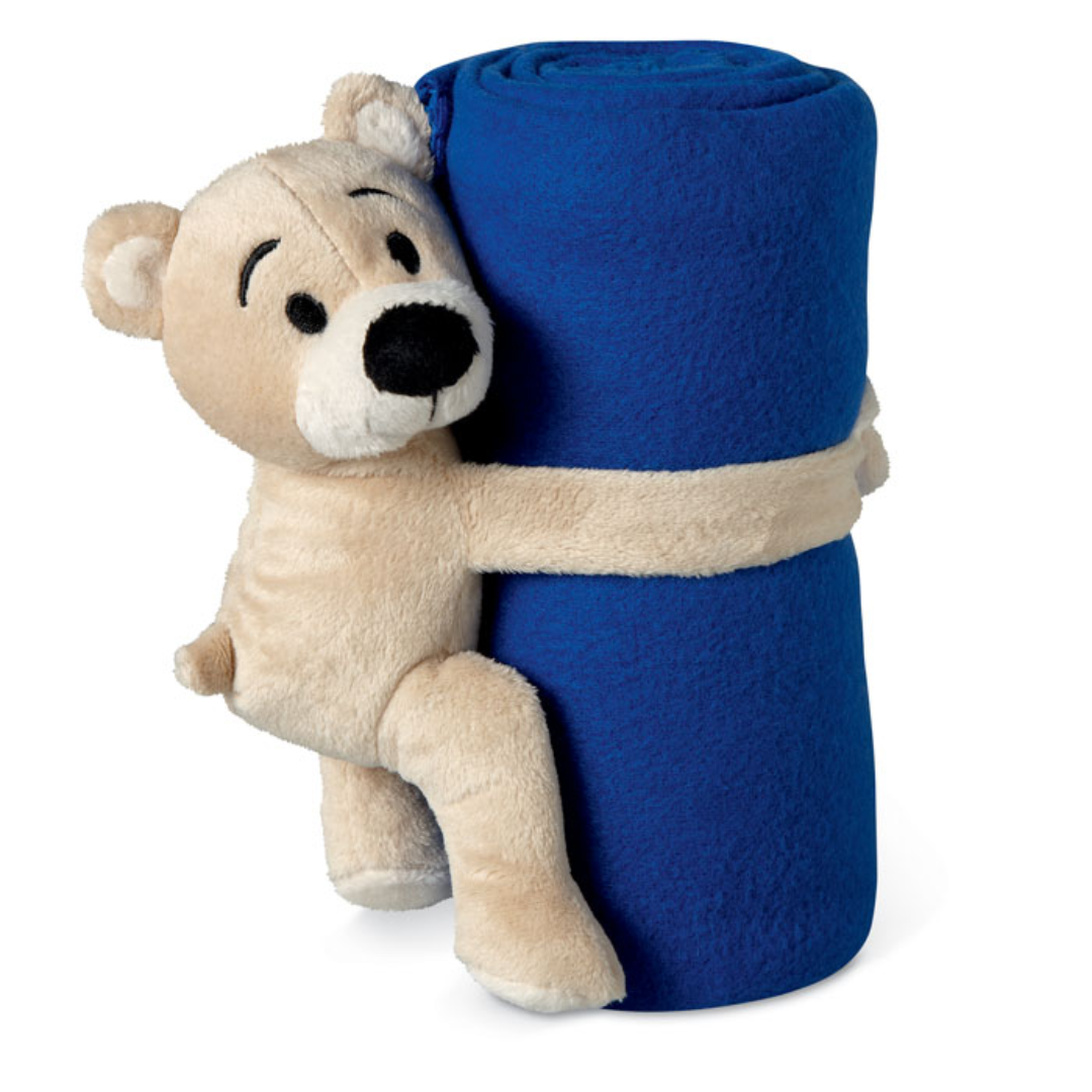 Gadget with logo Plaid with teddy MANTA Children's fleece blanket with teddy bear toy holding the blanket with fastening tape hands. Available color: Red, Blue, White Dimensions: 120X80 CM Width: 80 cm Length: 120 cm Volume: 2.578 cdm3 Gross Weight: 0.236 kg Net Weight: 0.22 kg Magnus Business Gifts is your partner for merchandising, gadgets or unique business gifts since 1967. Certified with Ecovadis gold!