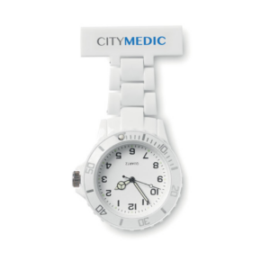 Gadget with logo Watch NURWATCH Analogue nurses watch with logo. Includes 1 cell battery. Available color: White Dimensions: Ø4X8X1,2 CM Width: 1.2 cm Height: 8 cm Diameter: 4 cm Volume: 0.142 cdm3 Gross Weight: 0.028 kg Net Weight: 0.022 kg Magnus Business Gifts is your partner for merchandising, gadgets or unique business gifts since 1967. Certified with Ecovadis gold!