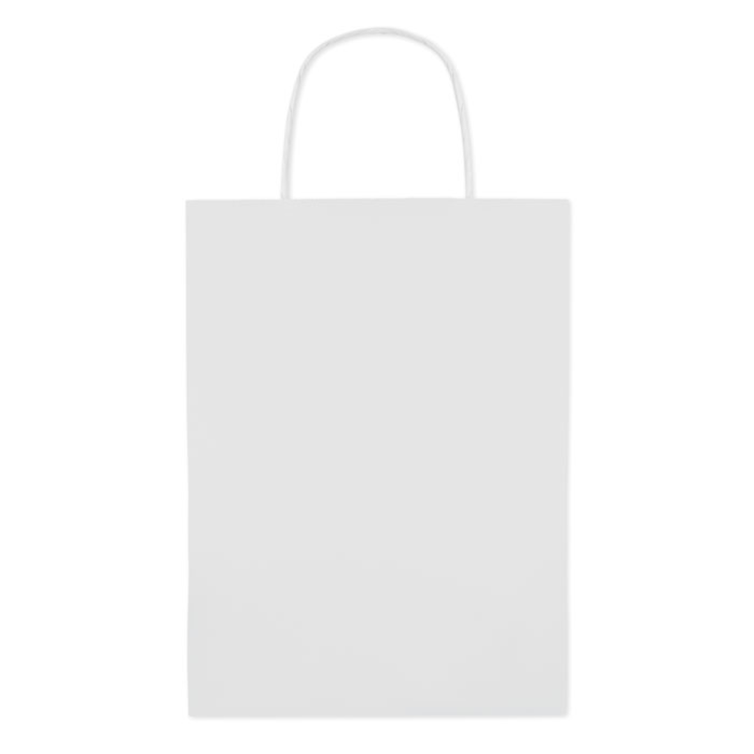Gadget with logo Bag PAPER MEDIUM Medium Gift paper bag with logo. 150 gr/m². Available color: Beige, White Dimensions: 22X11X30CM Width: 11 cm Length: 22 cm Height: 30 cm Volume: 0.27 cdm3 Gross Weight: 0.039 kg Net Weight: 0.035 kg Magnus Business Gifts is your partner for merchandising, gadgets or unique business gifts since 1967. Certified with Ecovadis gold!