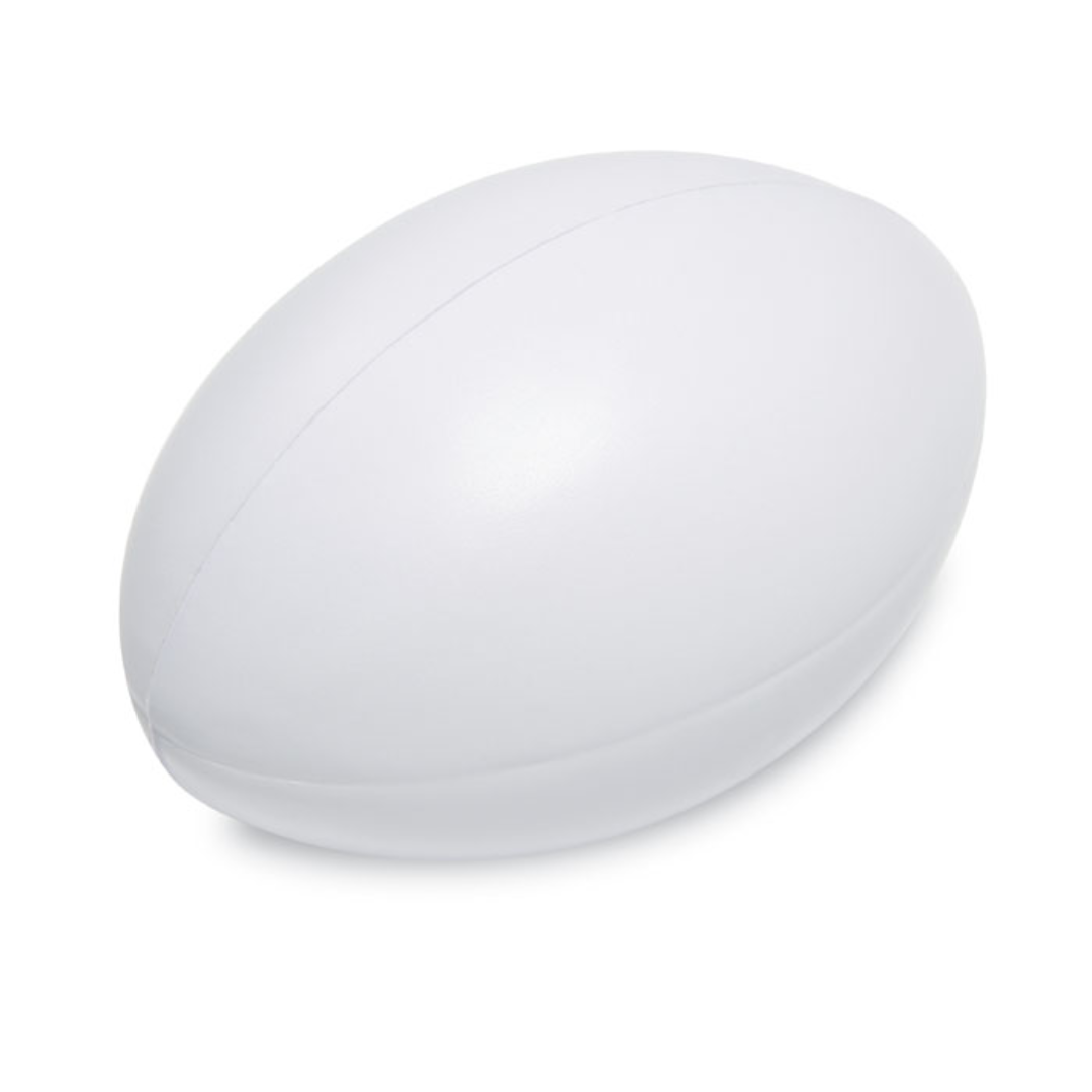 Gadget with logo Anti-stress ball MADERA Anti-stress rugby ball with logo. Made in PU material. Available color: White Dimensions: Ø6X9,5 CM Height: 9.5 cm Diameter: 6 cm Volume: 0.325 cdm3 Gross Weight: 0.03 kg Net Weight: 0.027 kg Magnus Business Gifts is your partner for merchandising, gadgets or unique business gifts since 1967. Certified with Ecovadis gold!