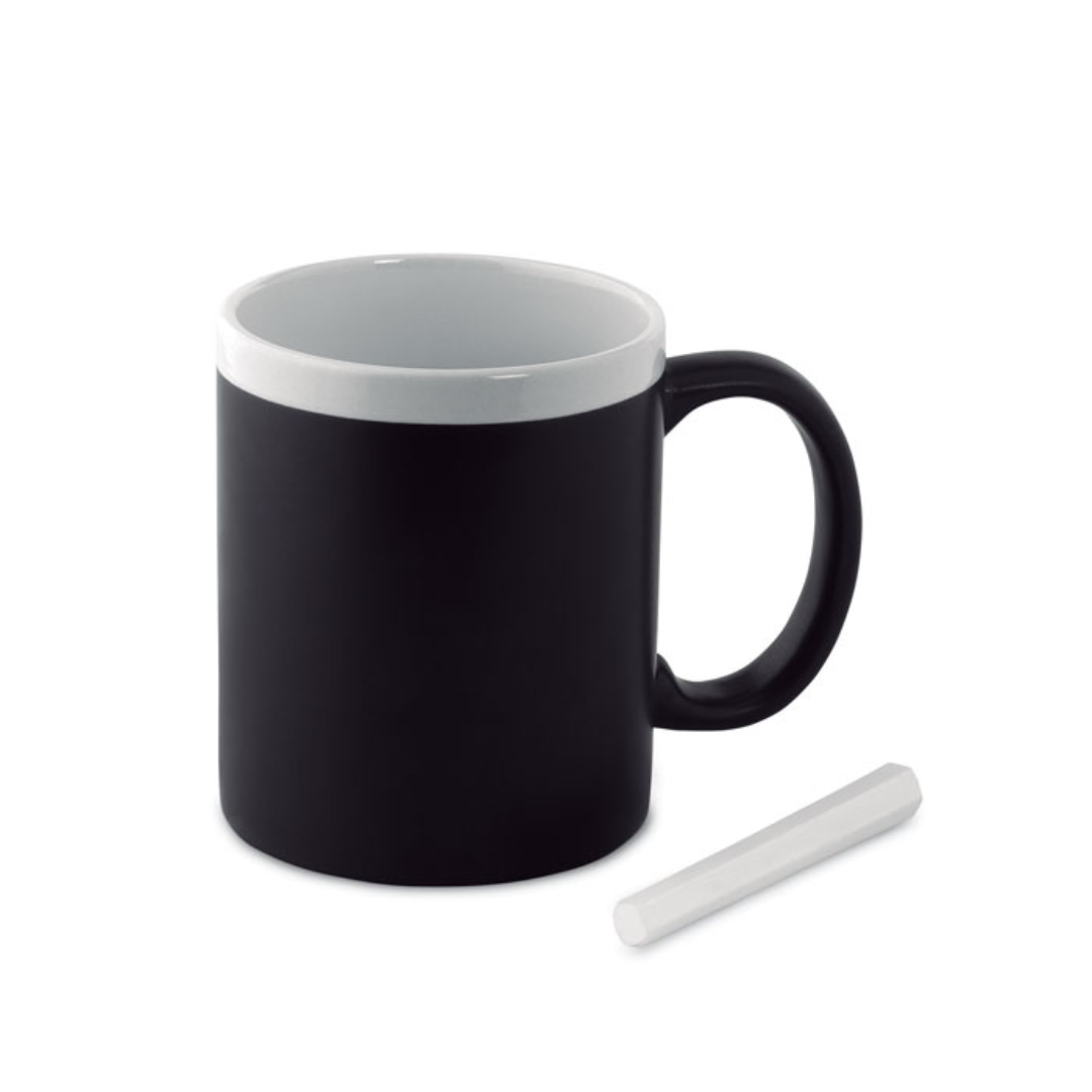 Mug with logo CHALCKY Stoneware chalk mug with logo. Individual packing in white cartoon box. Capacity: 300ml. This item is not dishwasher safe. Available color: White Dimensions: Ø8X9,5 CM Height: 9.5 cm Diameter: 8 cm Volume: 1.291 cdm3 Gross Weight: 0.36 kg Net Weight: 0.335 kg Magnus Business Gifts is your partner for merchandising, gadgets or unique business gifts since 1967. Certified with Ecovadis gold!