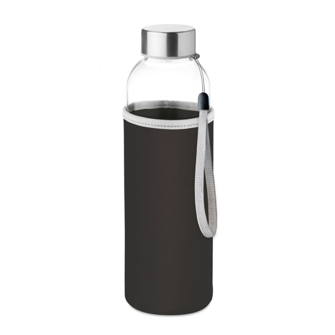 Water bottle with logo UTAH GLASS Drinking bottle in glass with neoprene pouch. Not suitable for carbonated drinks. Capacity: 500 ml. Leak free. Available color: Violet, Red, Baby Pink, Orange, Lime, Beige, Turquoise, Royal Blue, Grey, Black, Multicolour Dimensions: Ø6X22CM Height: 22 cm Diameter: 6 cm Volume: 1.631 cdm3 Gross Weight: 0.387 kg Net Weight: 0.331 kg Magnus Business Gifts is your partner for merchandising, gadgets or unique business gifts since 1967. Certified with Ecovadis gold!
