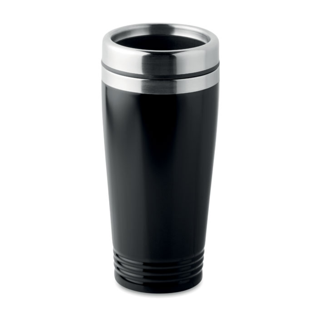 Water bottle with logo RODEO COLOUR Double wall stainless steel water bottle with black PP lid. Capacity: 400ml. Available color: Orange, Black, Red, Turquoise, Royal Blue, White, Matt Silver Dimensions: Ø8X17.5CM Height: 17.5 cm Diameter: 8 cm Volume: 1.945 cdm3 Gross Weight: 0.269 kg Net Weight: 0.204 kg Magnus Business Gifts is your partner for merchandising, gadgets or unique business gifts since 1967. Certified with Ecovadis gold!