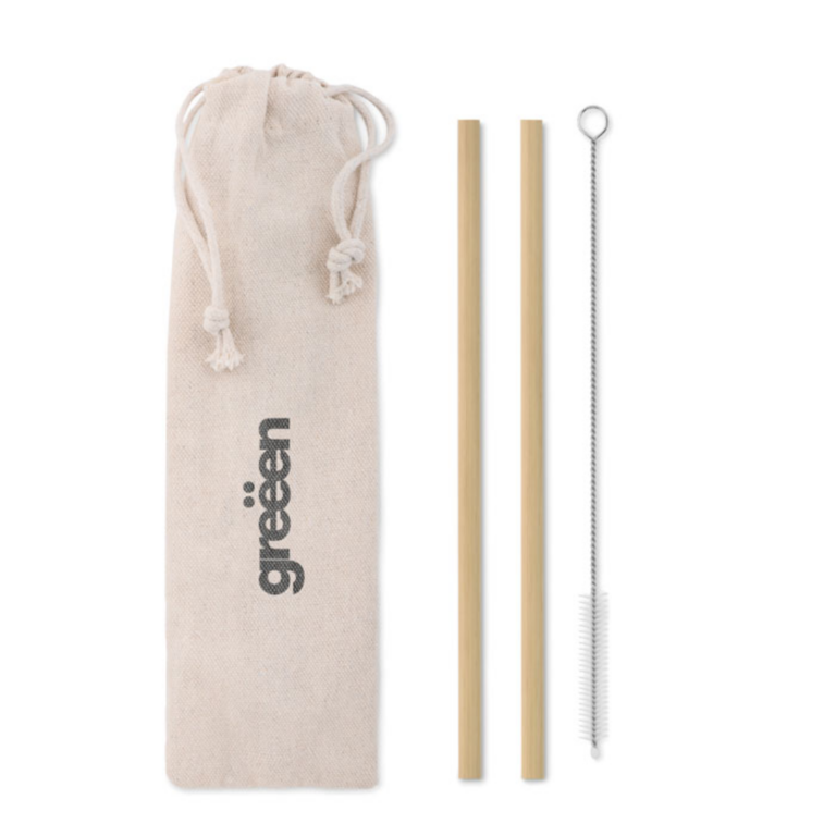 Gadget with logo Straw set NATURAL STRAW