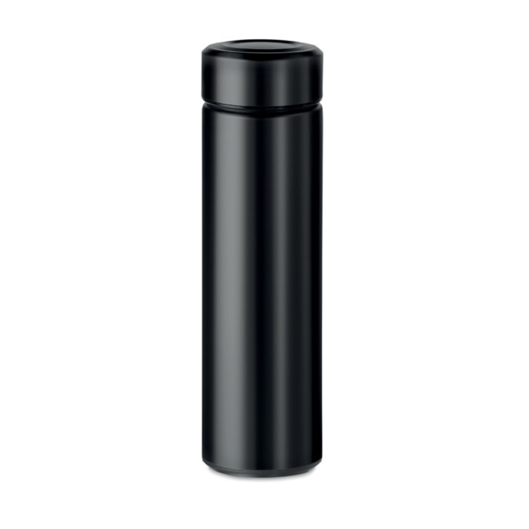 Water bottle with logo PATAGO Double wall stainless steel insulating vacuum flask with additional tea infuser. Capacity 425 ml. Leak free. Available color: White, Red, Turquoise, Blue, Matt Silver, Black Dimensions: Ø6X22.5CM Height: 22.5 cm Diameter: 6 cm Volume: 1.406 cdm3 Gross Weight: 0.31 kg Net Weight: 0.257 kg Magnus Business Gifts is your partner for merchandising, gadgets or unique business gifts since 1967. Certified with Ecovadis gold!