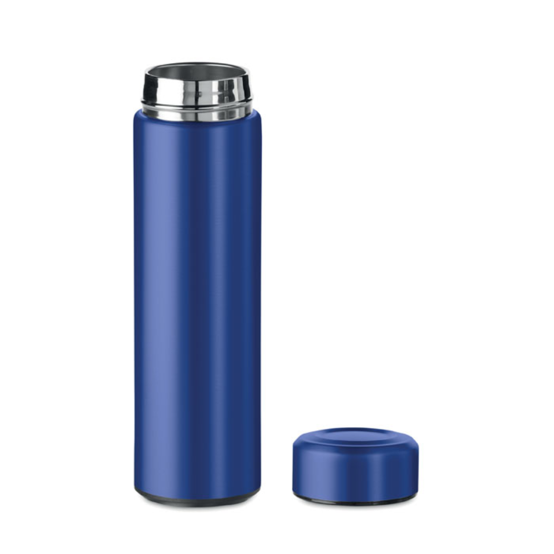 Water bottle with logo PATAGO Double wall stainless steel insulating vacuum flask with additional tea infuser. Capacity 425 ml. Leak free. Available color: White, Red, Turquoise, Blue, Matt Silver, Black Dimensions: Ø6X22.5CM Height: 22.5 cm Diameter: 6 cm Volume: 1.406 cdm3 Gross Weight: 0.31 kg Net Weight: 0.257 kg Magnus Business Gifts is your partner for merchandising, gadgets or unique business gifts since 1967. Certified with Ecovadis gold!