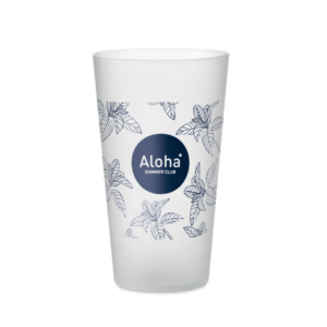 Cup with logo FESTA Reusable PP event cup for festivals with frosted finish. Capacity 550 ml. Using reusable drinkware is a sustainable choice to help prevent unnecessary waste. With throwaway plastics becoming less popular, these reusable cups are the perfect solution to any event, party and festival. Available color: Transparent White, Black, White Dimensions: Ø8X14 CM Height: 14 cm Diameter: 8 cm Volume: 0.122 cdm3 Gross Weight: 0.029 kg Net Weight: 0.026 kg Magnus Business Gifts is your partner for merchandising, gadgets or unique business gifts since 1967. Certified with Ecovadis gold!