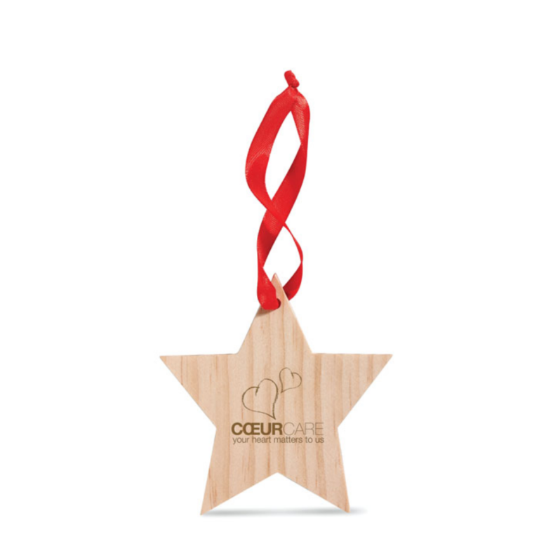 Christmas gadget with logo Wooden star WOOSTAR
