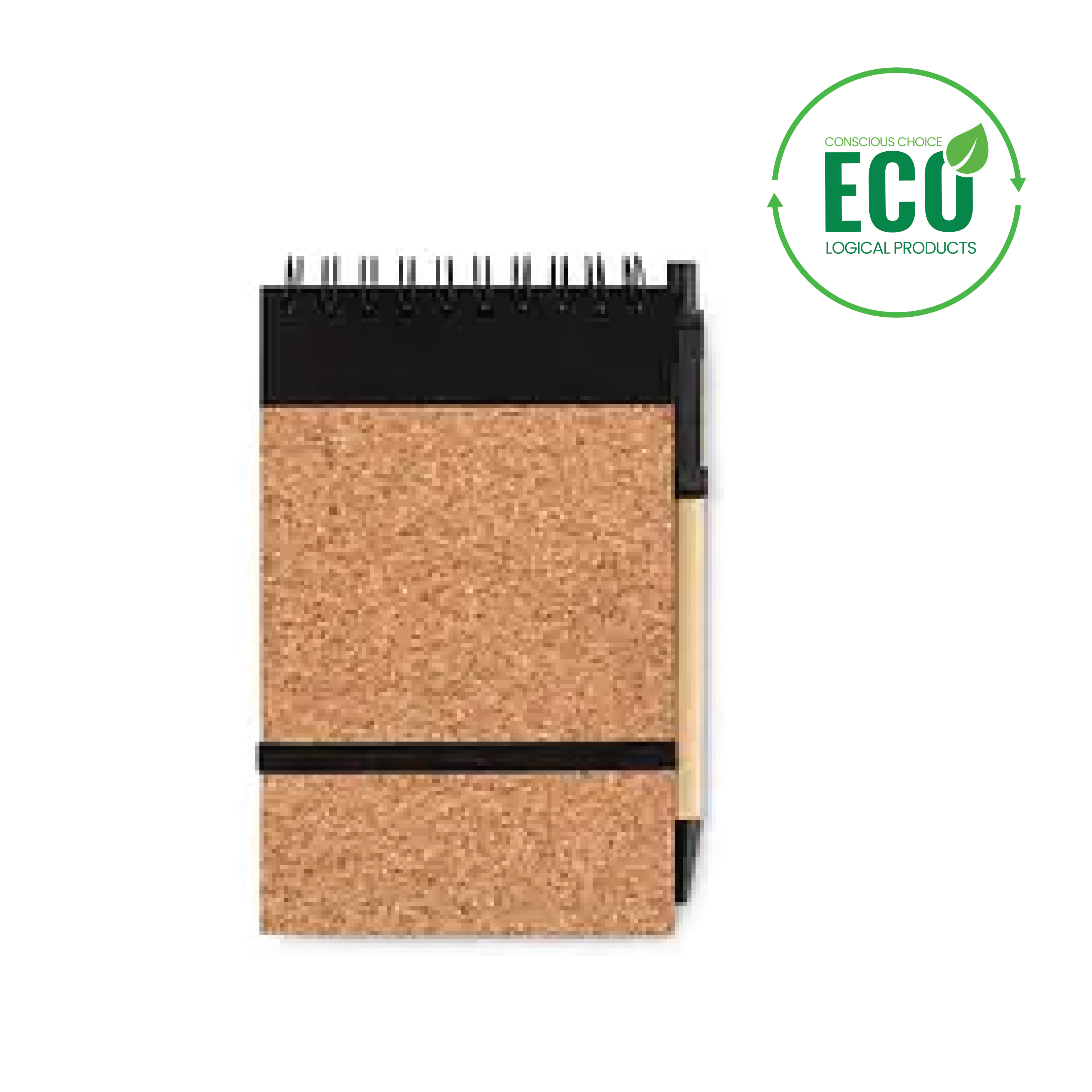 Notepad with logo A6 SONORACORK Notepad with logo A6 notepad with logo with cork cover. Cork is 100% natural material. Twin-wire. 70 lined recycled paper sheets. Black ink. Elastic closure strap and pen holder. Matching push button ball pen with recycled carton barrel and corn PLA details. Due to its structural nature and surface porosity the final print result per item may have deviations. Depending on the surface we can use embroidery, engraving, 360° imprint or screen print.