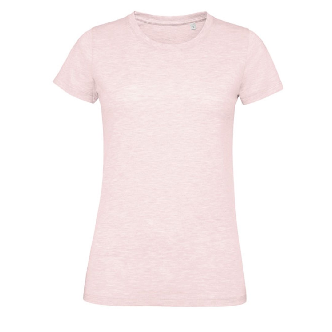 T-shirt with logo REGENT FIT women Women's T-shirt with logo single jersey in a wide range of colors. Taped neck seam, elastic rib collar, fitted cut with side seam. No-Label. OEKO-TEX. Fabric details: 100% semi-combed ring-kissed cotton. Depending on the surface we can use embroidery, engraving, 360° imprint or screen print.