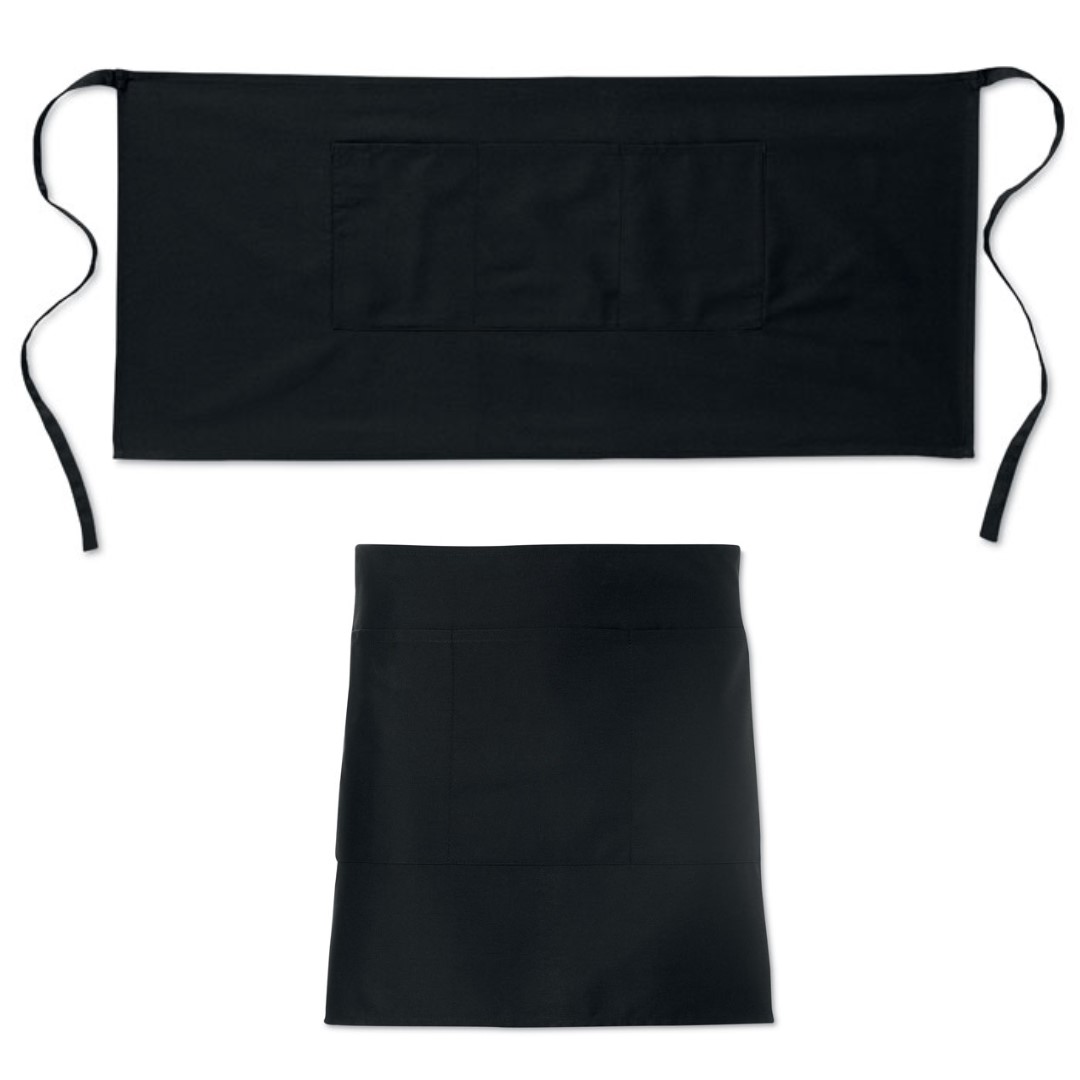 Waiters gadget with logo Apron JARED Waiter aprons to suit any professional's needs. Short version. 195 gr/m², 90% polyester / 10% cotton. All our aprons can be personalized with embroidery or print, so you can add your logo. Let your team look processional whilst promoting your business and services. Produced under a certified standard for the use of harmful substances in textile. Magnus Business Gifts is your partner for merchandising, gadgets or unique business gifts since 1967. Certified with Ecovadis gold 2022!