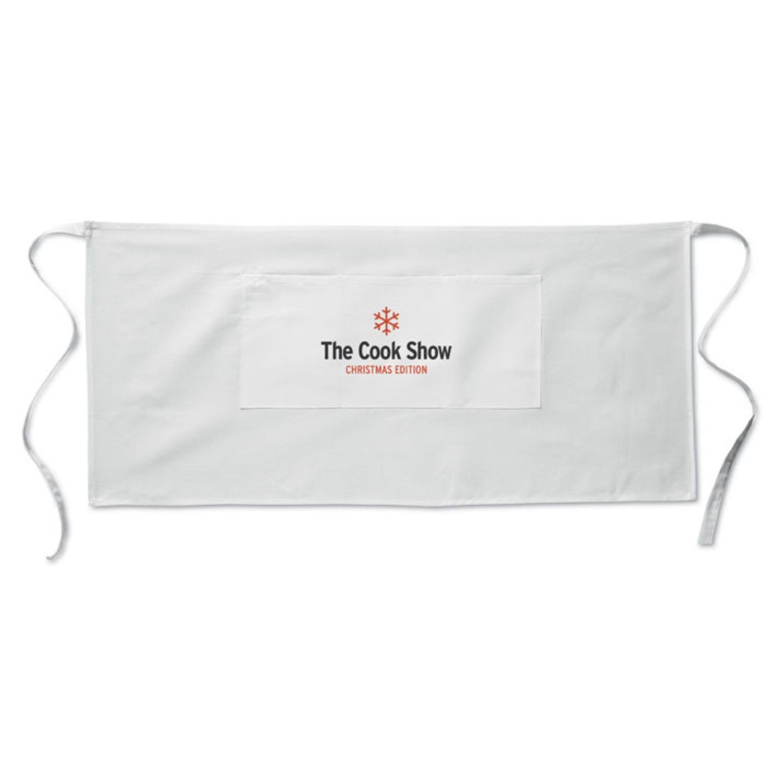 Waiters gadget with logo Apron JARED Waiter aprons to suit any professional's needs. Short version. 195 gr/m², 90% polyester / 10% cotton. All our aprons can be personalized with embroidery or print, so you can add your logo. Let your team look processional whilst promoting your business and services. Produced under a certified standard for the use of harmful substances in textile. Magnus Business Gifts is your partner for merchandising, gadgets or unique business gifts since 1967. Certified with Ecovadis gold 2022!