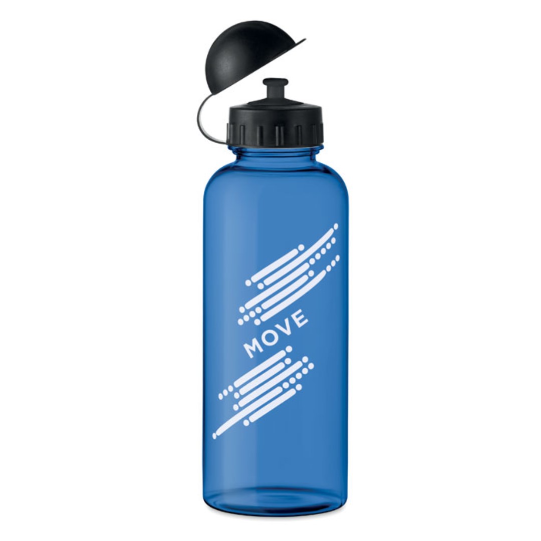 Water bottle with logo YUKON RPET Water bottle with your logo with PP mouthpiece. BPA free. Leak free. Capacity: 500ml. Not suitable for carbonated drinks. Depending on the surface we can use embroidery, engraving, 360° imprint or screen print. Magnus Business Gifts anticipated on what society expects today: focus on corporate social responsibility. Combined with our top service, if required, without extra service for low budget solutions. Magnus Business Gifts is your partner for merchandising, gadgets or unique business gifts since 1967. Certified with Ecovadis gold 2022!
