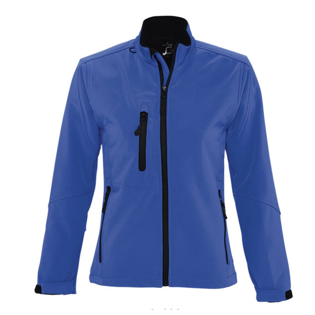 Jacket with logo Roxy Ladies Softshell Softshell jacket with logo in technical fabric with one of the highest levels of waterproofing and breath-ability on the market. Pre-curved sleeves and modern cut for maximum comfort. 2 zipped side pockets, 1 zipped chest pocket, zippered pocket, adjustable drawstring at the waist. Adjustable cuffs with Velcro, Microfleece lining, pocket for mobile phone. 340g/m². Depending on the surface we can use embroidery, engraving, 360° imprint or screen print.