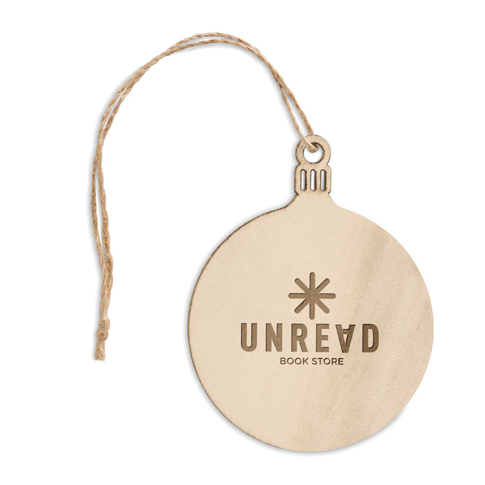Christmas gadget with logo Wooden bauble hanger BALY - Image 2