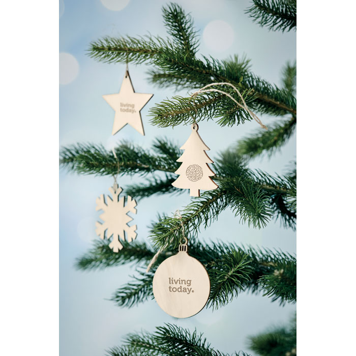 Christmas gadget with logo Wooden bauble hanger BALY - Image 4