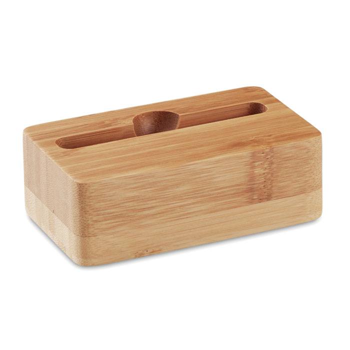 Gadget with logo phone holder bamboo CARACOL - Image 5