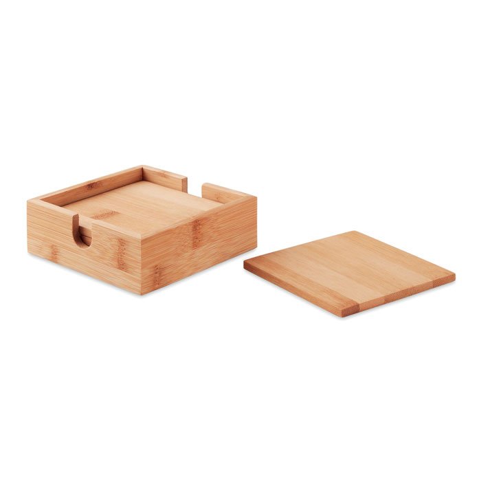 Gadget with logo Coasters in bamboo MENDI – Image 3