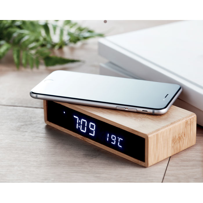 Wireless charger with logo alarm clock MORO – Image 3